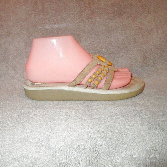 Earth BEADED Logan LEATHER Gelron Size 7.5 SANDALS Flip THONG Comfort CUSHION - Picture 2 of 12